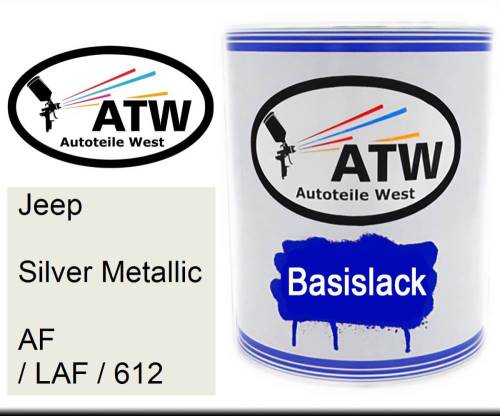Jeep, Silver Metallic, AF / LAF / 612: 1L Lackdose, von ATW Autoteile West.
